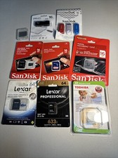 Sandisk Lexar Toshiba PNY Micro SDHC SD Card Flash Drive Lot 64 GB 16 GB