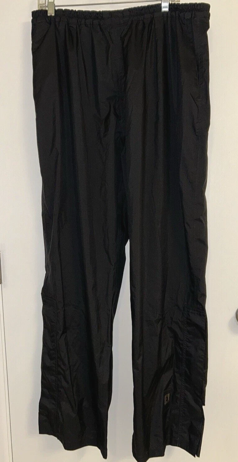Dryjoys By Footjoy Men Black Windbreaker Straight Leg Ankle Zip Rain Pants Sz XL