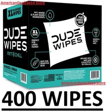 DUDE XL Flushable Wipes, Extra Large and MINT CHILL Wipes (400 ct.) Plant Based