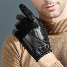 Men's Real Leather Military shrink Wrist Touchscreen Tactical Short Gloves Gift