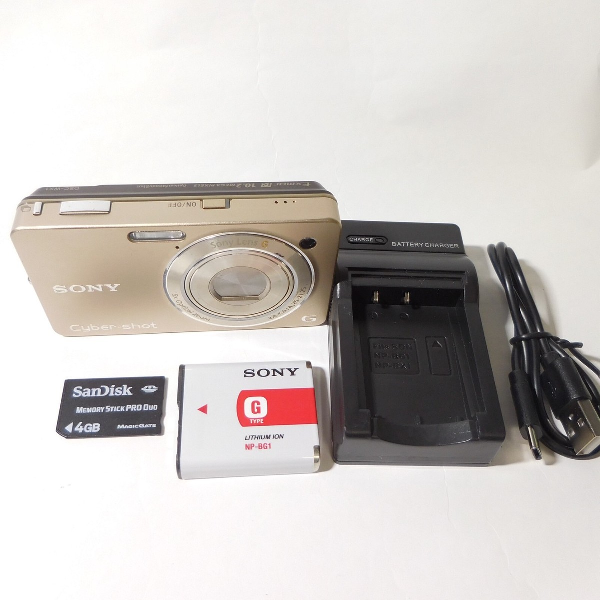 SONY CyberShot WX DSC-WX1 ゴールド SONY Cyber Shot DSC-WX1 Gold Camera w/Battery Charger Memory