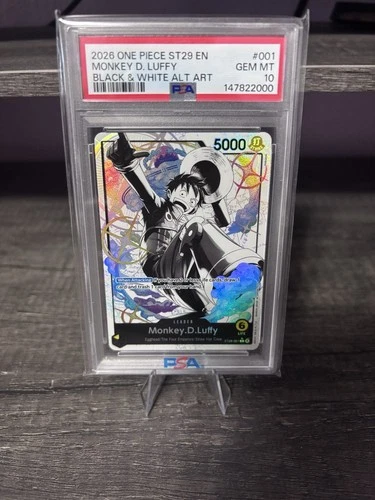 2025 ONE PIECE ST29 #001 EGGHEAD B&W MONKEY D. LUFFY LEADER PARALLEL PSA 10
