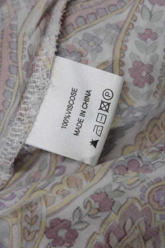 Mini Vestido Melissa Odabash Para Mujer Estampado Paisley Cuello en V Volantes Beige Talla M Foto 4 de 4