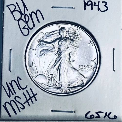 1943 BU GEM LIBERTY WALKING SILVER HALF UNC MS+++ U.S. MINT RARE COIN 6516