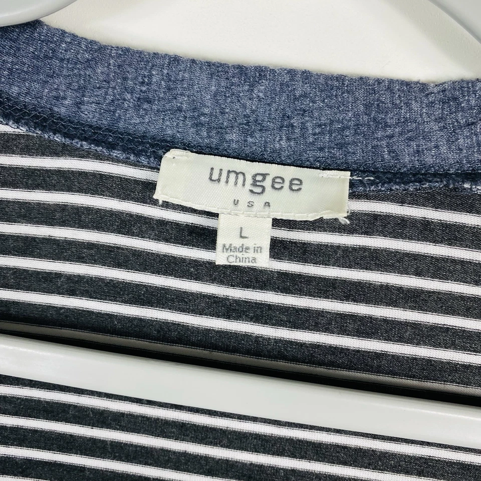 Umgee Size Large Striped Mixed Media Dolman Sleeve Open Cardigan Sweater - Image 4 of 4