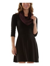 BCX Womens Sweater Dress Above The Knee Black 3/4 Sleeve Juniors XXS