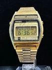 Vintage Seiko A159 4000 Alarm Chronograph Digital Mens Watch Gold Tone