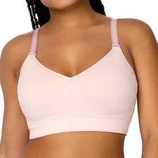 Medium New Curvy Couture Seamless Soft Comfort Wireless Bra 1331, Pink 34D/34DD