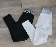 Under Armour Boys Youth Medium Athletic Lot Compression Pants Black White