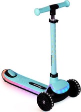 Scooter infantil iluminado de 3 ruedas, 20 patrones de luz diferentes, tres azules