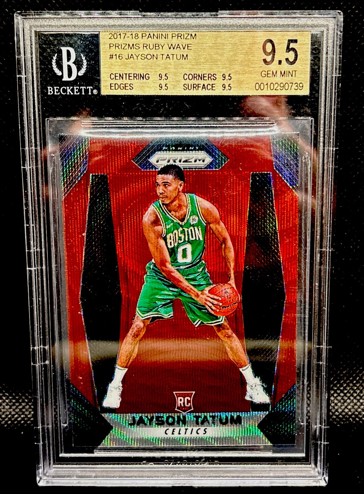 JAYSON TATUM 2017 PANINI PRIZM #16 RUBY WAVE ROOKIE RC BGS 9.5 💎🔥 Celtics