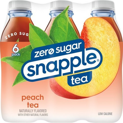 #ad Snapple Peach Tea 16 fl oz recycled plastic bottle 6 pack $5.49