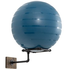 MyGift Wall Mounted Stability Ball Rack, Yoga and Exercise Holder Black