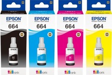 Original Epson 664 Ecotank Ink Bottles Black Cyan Magenta Yellow & Multipack Set