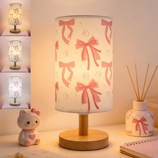 Pink Bow Bedside Lamp: 3-Color Night Light for Girls Room  Kids Bedroom Decor