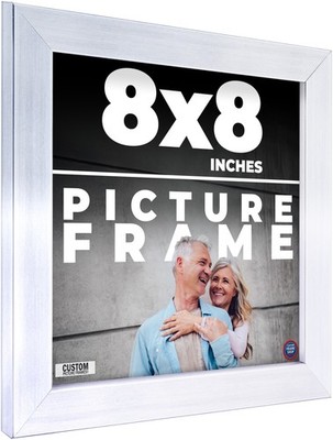 8x8 Frame Silver Real Wood Picture Frame Width 0.75 inches | Interior Frame Dept