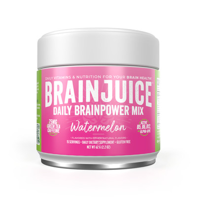 BrainJuice Nootropics Energy Support Supplement, Watermelon, 15 servings, Powder
