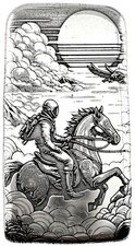 10 ozt 999 Fine Silver Art Bar- SKY RIDER - ADAMO TECHNE - Limited Edition 88.87 per troy oz