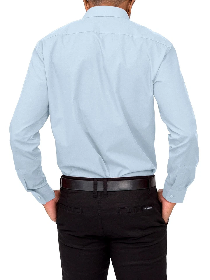 Camisas de vestir G-Style USA para hombre calce regular manga larga color liso - azul cielo - Foto 4 de 4