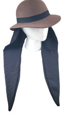 Vintage Ladies Doeskin Felt Wool Brown Fedora Hat w Ear Warming Tie 100 Wool XS