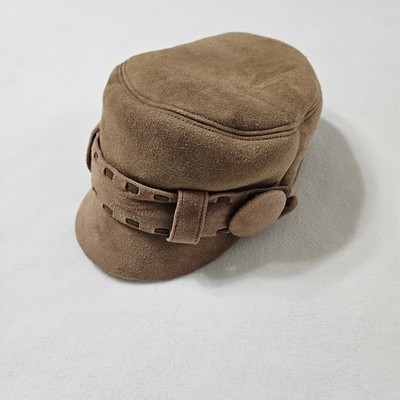 Vintage UGG Australia Suede Baker Boy Hat Chestnut Brown Shearling Cap