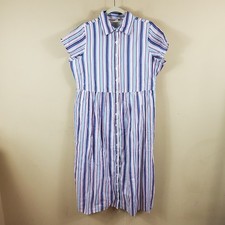 Woman Within Striped Short Sleeve Shirt Dress Size 14W