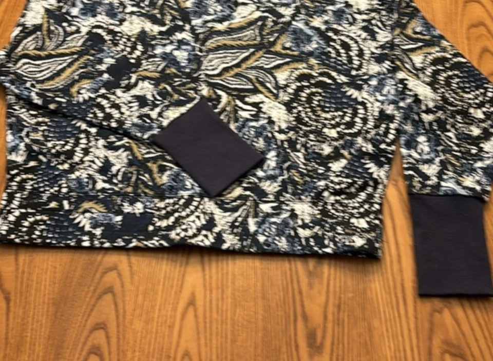 Pulôver feminino Joie estampado paisley manga longa moletom com furos para polegar G - Imagem 2 de 4