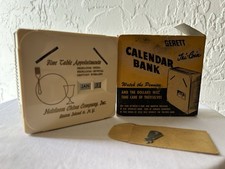 Vintage GERETT  TRI-COIN Calendar Bank with KEY PENN MUTUAL Give-away Bank