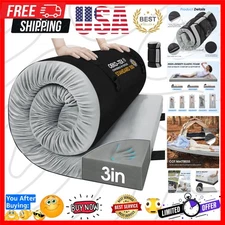 Memory Foam Camping Mattress Pad,3inch Sleeping Pad for Camping,Non-Slip Bott...