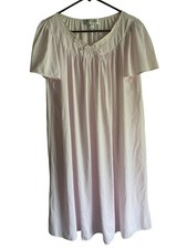 Miss Elaine VTG House Dress Nightgown Muu Muu Pale Pink Silky Lightweight Medium