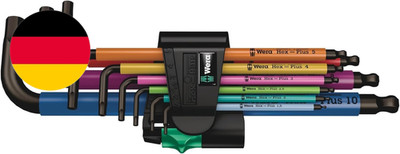 Wera 05073593001 950/9 Hex-Plus 1 SB Winkelschlüsselsatz, Mehrfarbig, Metrisch, 