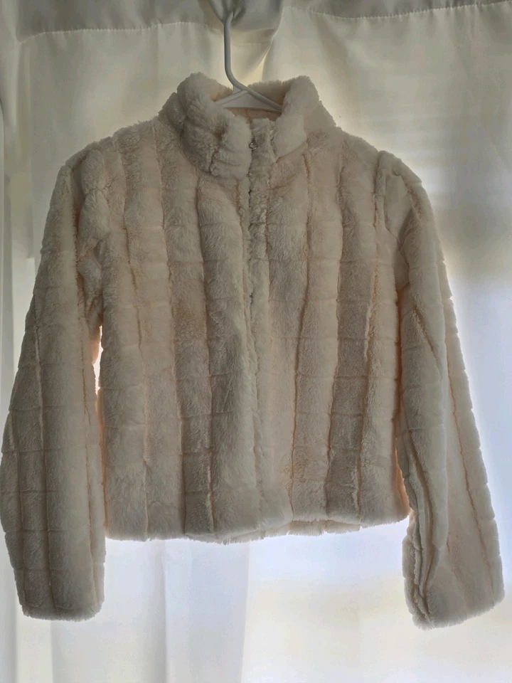 Chaqueta elegante con cremallera de piel sintética crema marfil XL/16 para niñas - Nueva con etiquetas puntada y pino niñas Foto 4 de 4