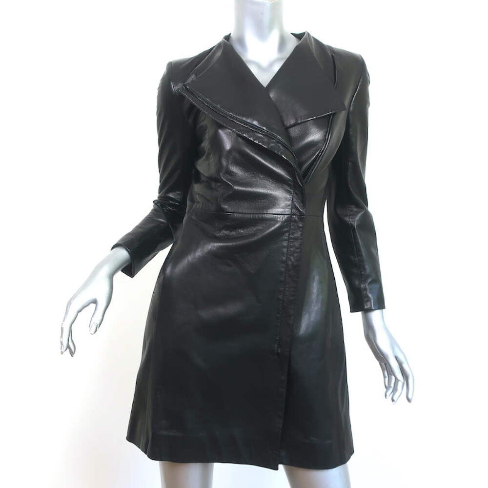 FILA Giacca nera con cerniera in pelle The Row taglia 4