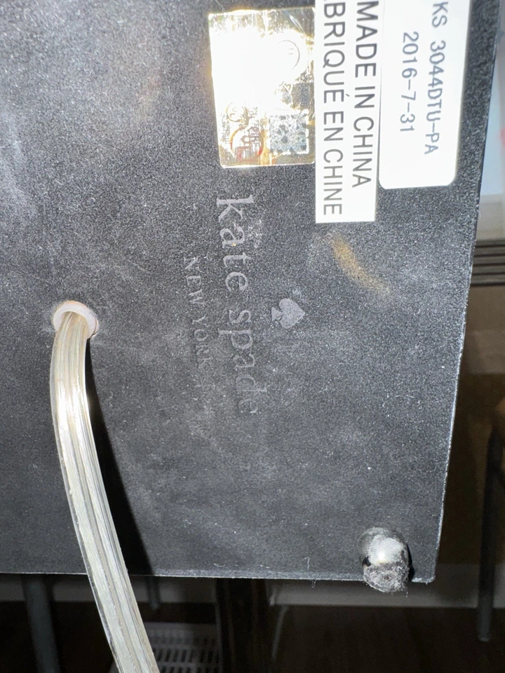 "Lámpara Kate Spade New York Beekman verde espuma de mar verde azulado 37"" con pantalla de lino a juego" Foto 3 de 4