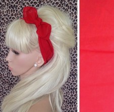 PLAIN RED COTTON FABRIC SQUARE BANDANA HEAD BAND HAIR TIE NECK SCARF 50s RETRO