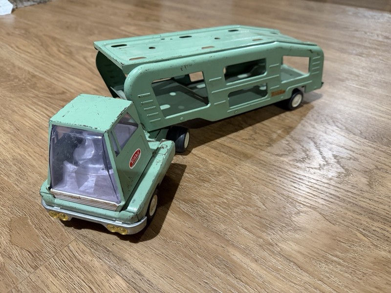 Vintage 1960s Tonka No 96 Motor Transport Car Carrier Truck Pressed Steel Green
