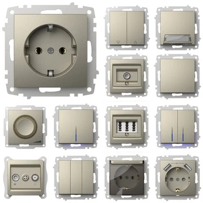 EL-BI ZENA Titanium Steckdosen Serie Taster Schalter USB RJ45 Steckdose LED Dimmer
