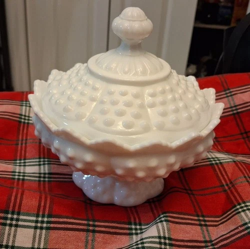 !Reduced to Sell! Vintage Fenton White Hobnail Milk Glass PedestalCandy Dish