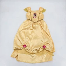 The Disney Store BELLE Deluxe Nightgown Girls Size 5/6 Yellow Satin Costume