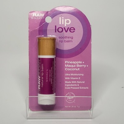 Raw Sugar Lip Love Pineapple Maqui Berry Coconut Soothing Lip Balm Vitamin E NEW