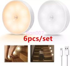 6pcs 8-LED Motion Sensor Night Light USB Rechargeable Magnetic Wall Cabinet