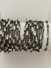 Black Rhodium Plated Sterling 92.5 Two Tone Cable Chain Sterling Silver Size: 1.