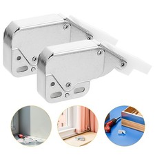 Durable Cold Rolled Steel Spring Loaded Push Catch Cabinet Door Lock Silver