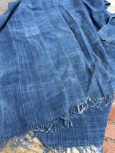 Vintage African Indigo Denim Mossi Mudcloth 79”L x 43”W Textile Throw | No. 169