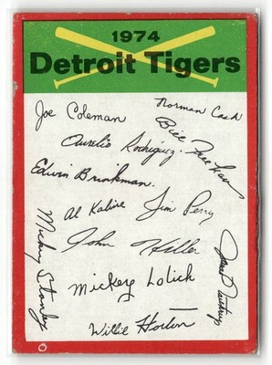 1974 Topps Red Team Checklists Detroit Tigers #NNO ft Kaline Marked Lower Grade 