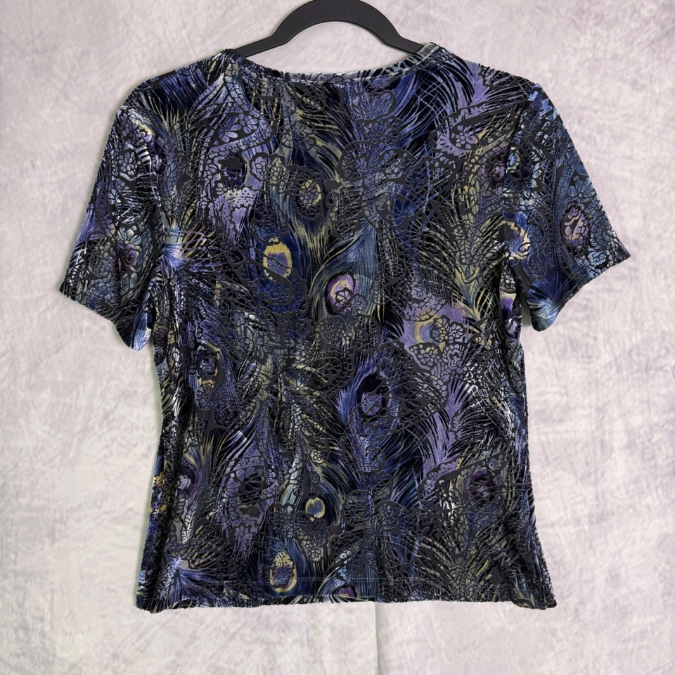 Винтажный бархат выгорания Топ женщин Sz S Павлин Fairycore прихоти фея гранж - Изображение 2 из 4