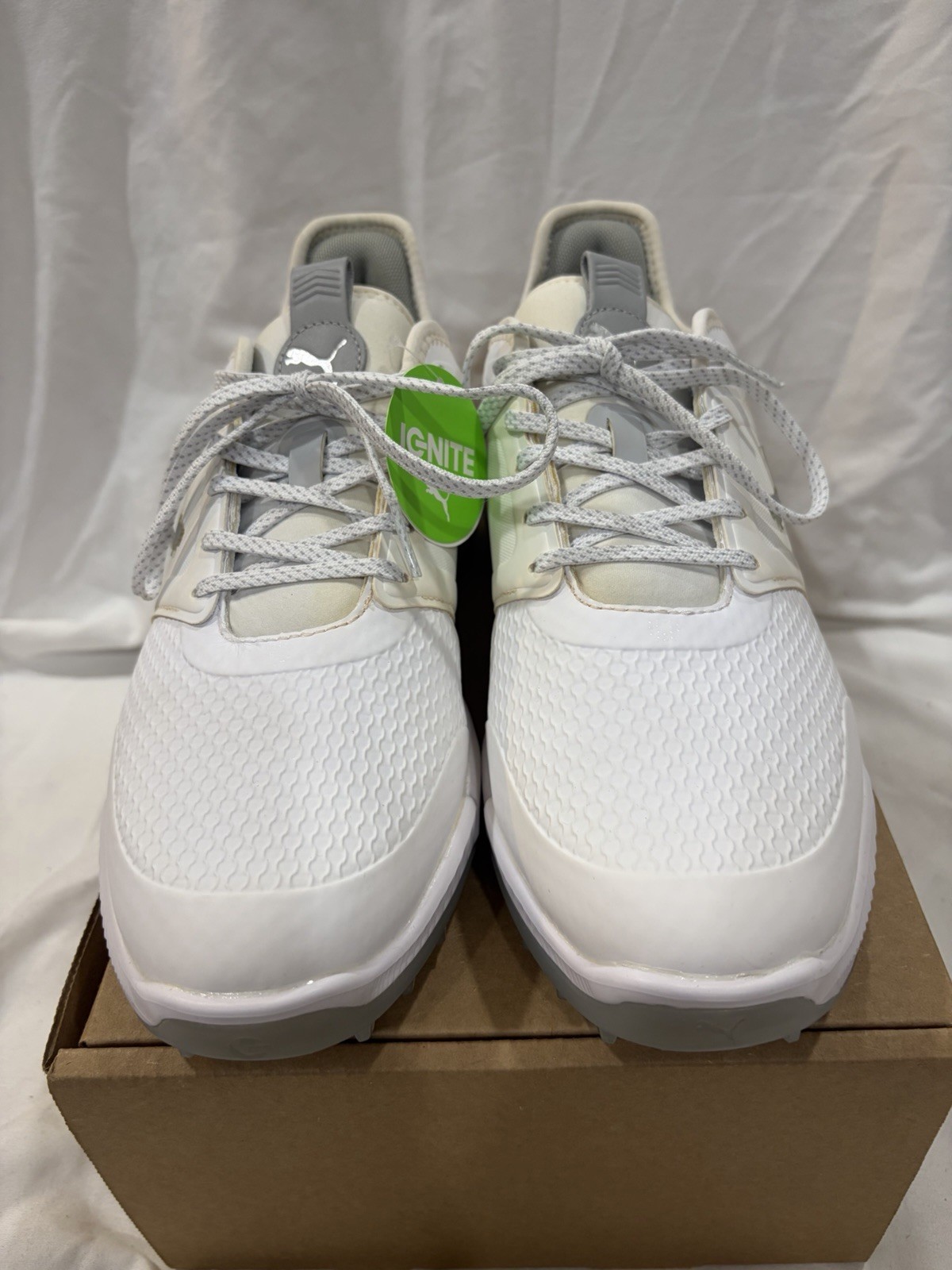 Puma Ignite Elevate Wide Spikeless Golf Shoes, White Cream, 