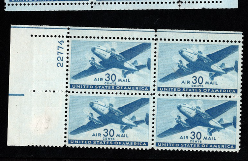 1941 Auswahl Plattenblöcke C30 US MNH Luftpost Briefmarken 30c Transportflugzeug - Bild 2 von 7