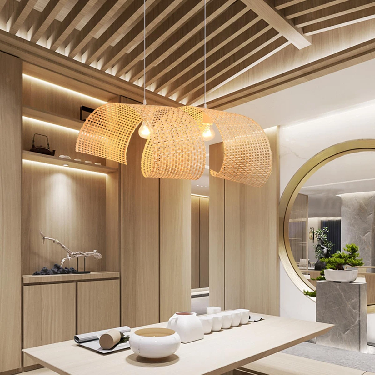 Bamboo pendant online light shade