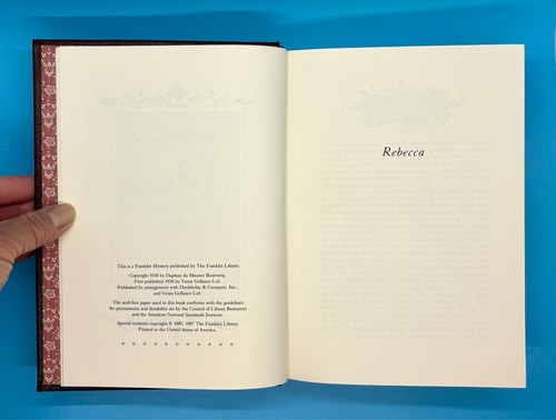 Full Leather Rebecca Franklin Library Daphne du Maurier 1987 w/ Bookmark Exc Con - Foto 14 di 16